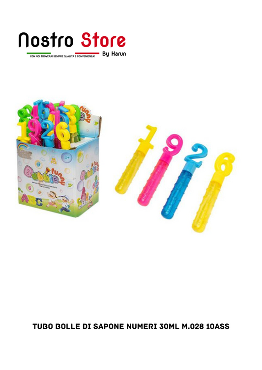 TUBO BOLLE DI SAPONE NUMERI 30ML M.028 10ASS