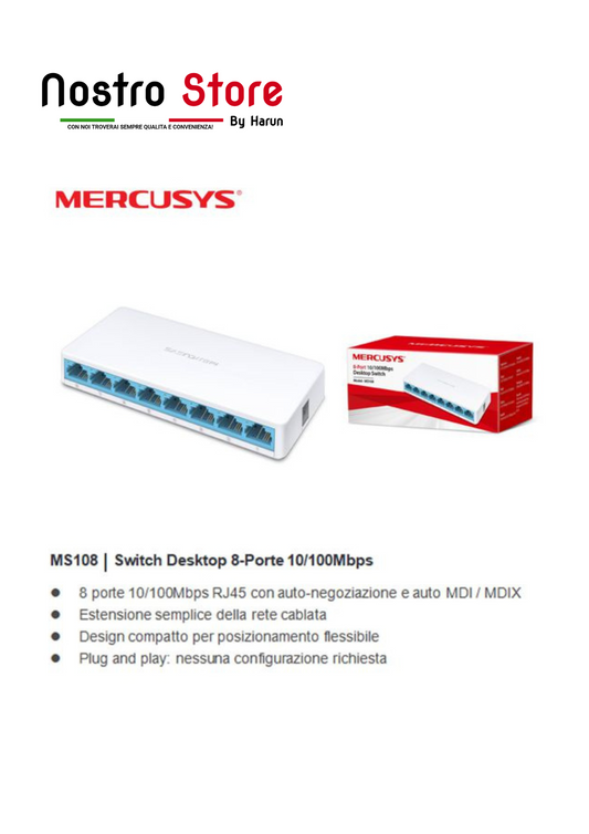 SWITCH 8 PORTE 100MB MERCUSYS ART.MS108 PZ1