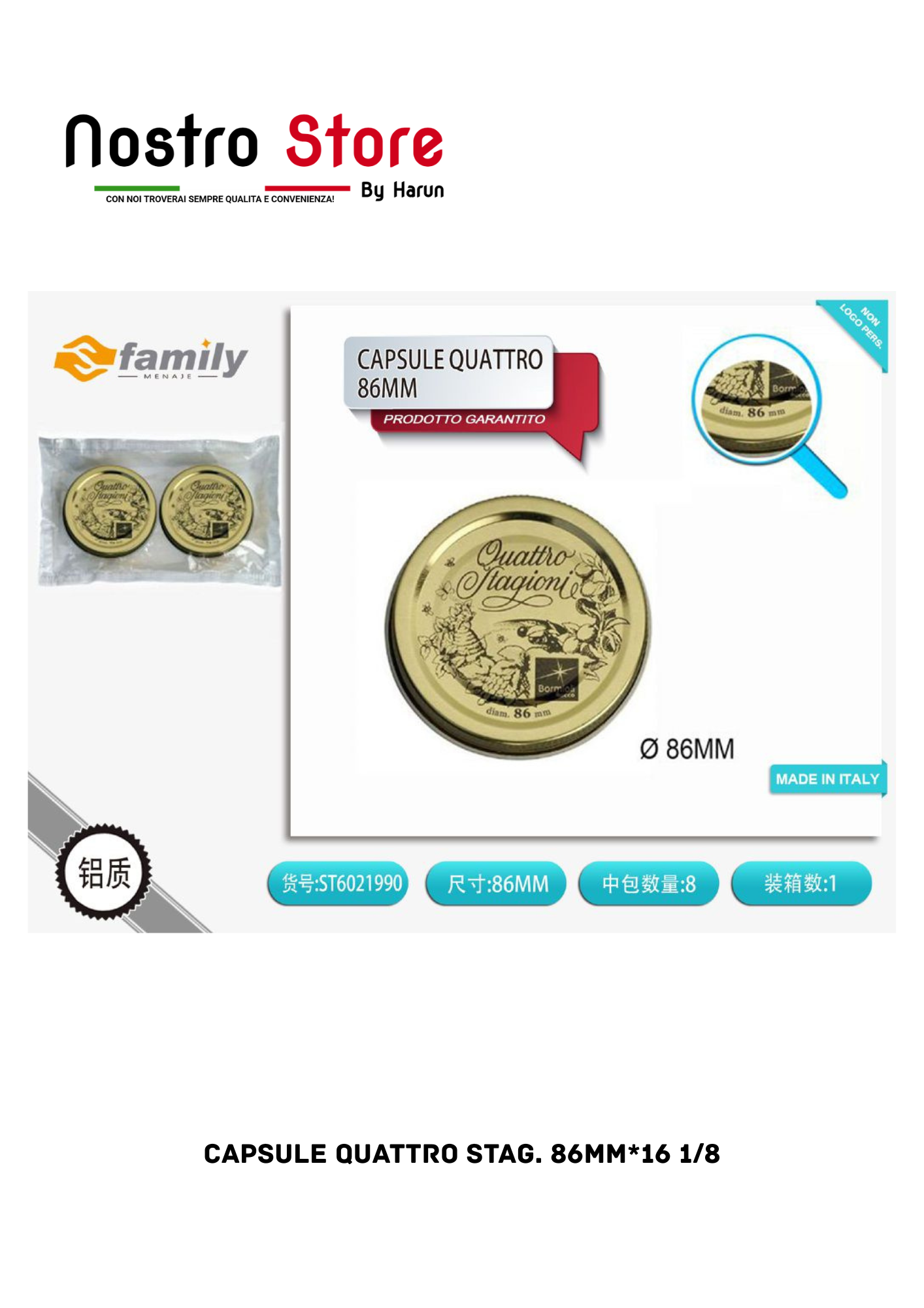 CAPSULE QUATTRO STAG. 86MM*16 1/8