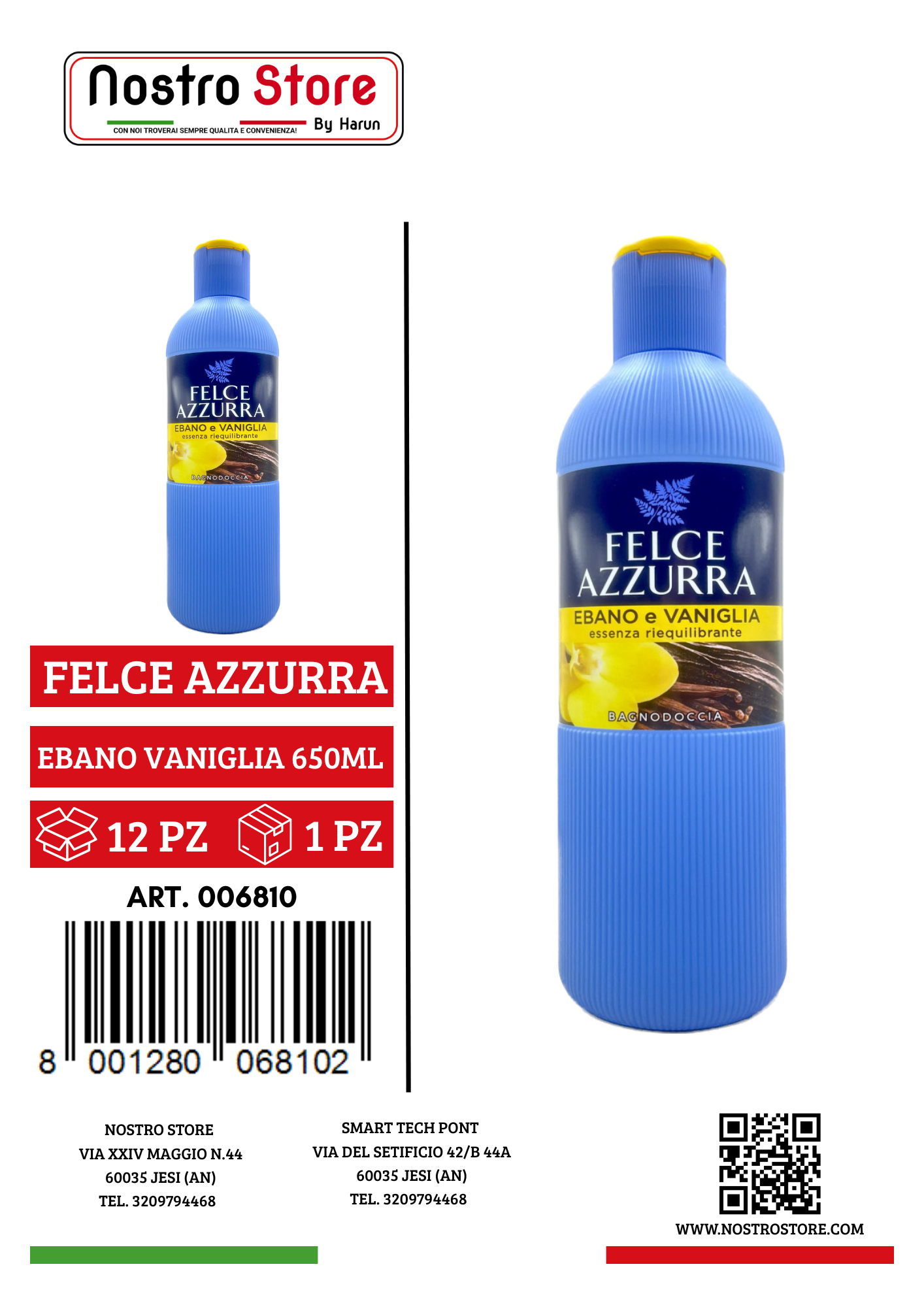 FELCE AZZURRA BAGNOSCHIUMA EBANO VANIGLIA 650ML