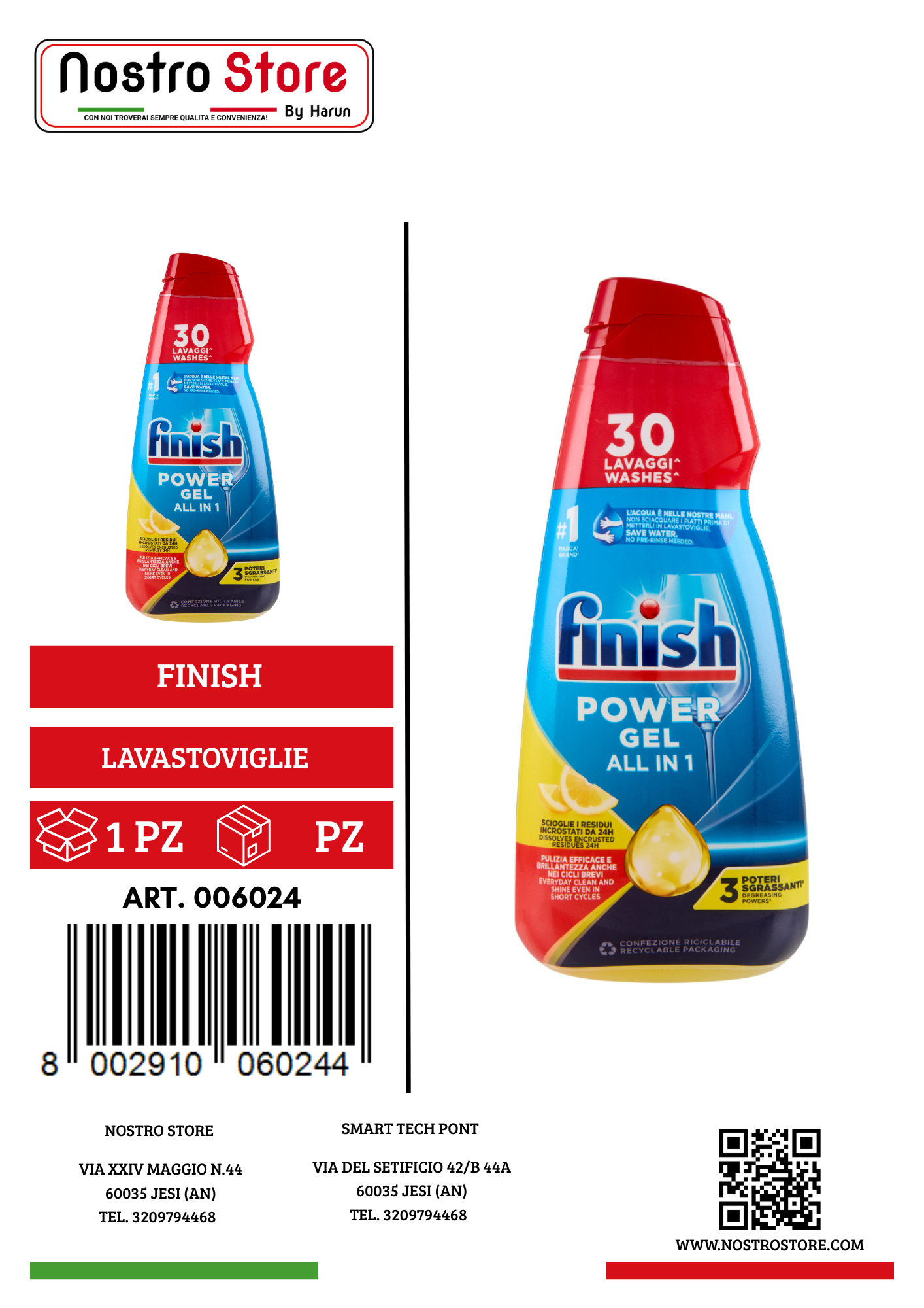 FINISH LAVASTOVIGLIE POWERGEL TUTTO IN UNO LEMON 600 ML