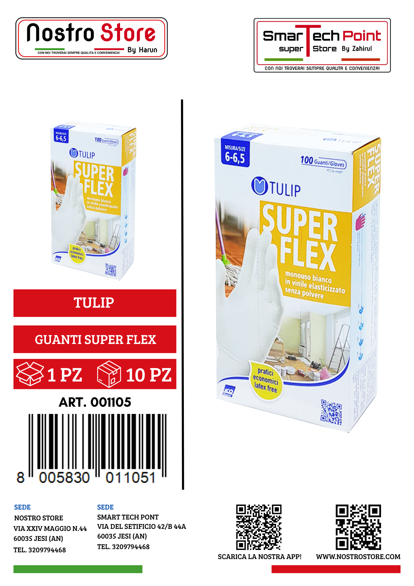 TULIP GUANTI SUPER FLEX VINILE BIANCO TAGLIA S 100 PZ TVC