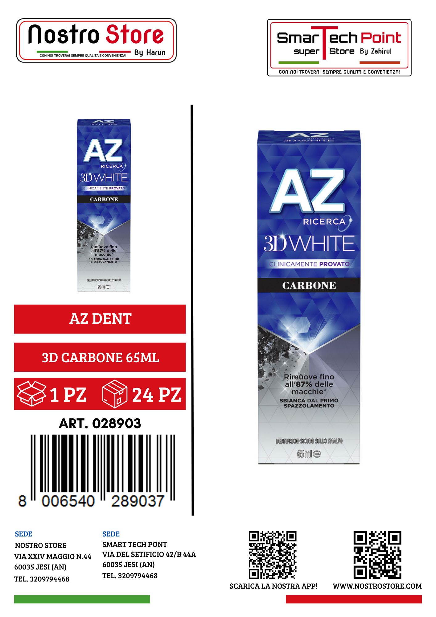 AZ DENT 3D CARBONE 65ML
