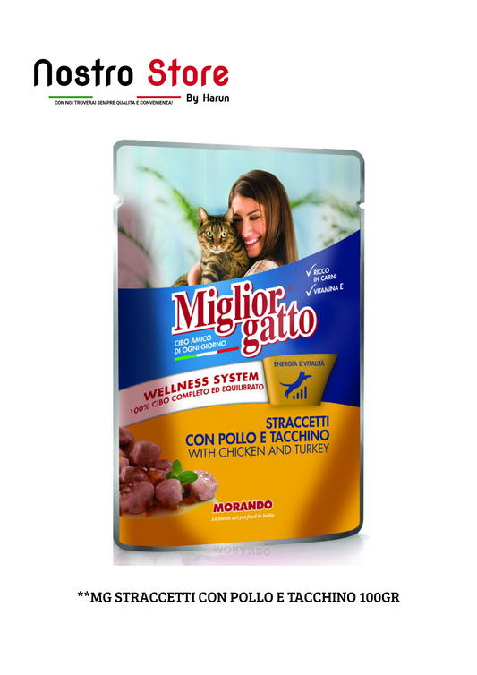 **MG STRACCETTI CON POLLO E TACCHINO 100GR