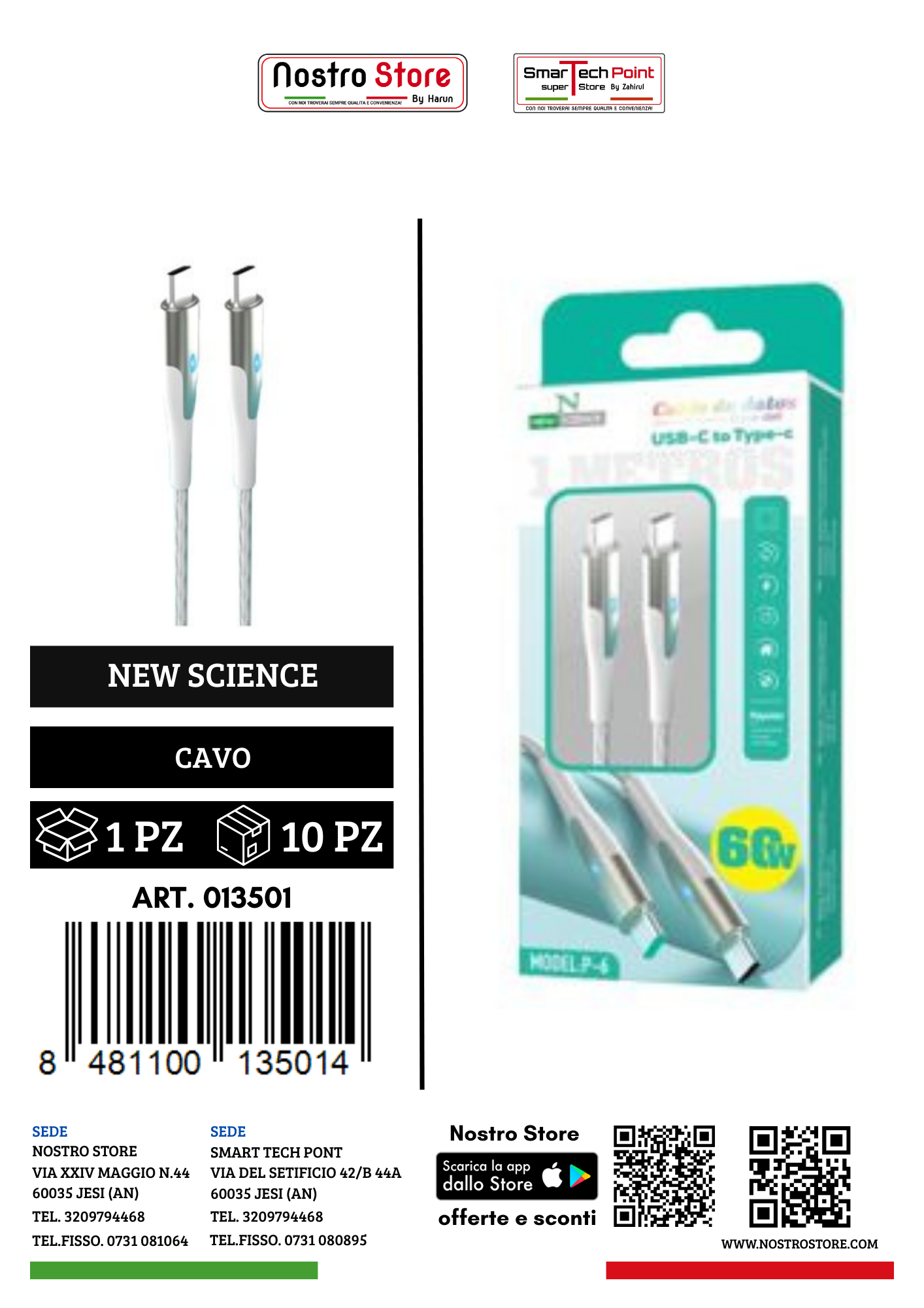 60W CAVO PD USB-C TYPE-C 1M P-6 BIANCA