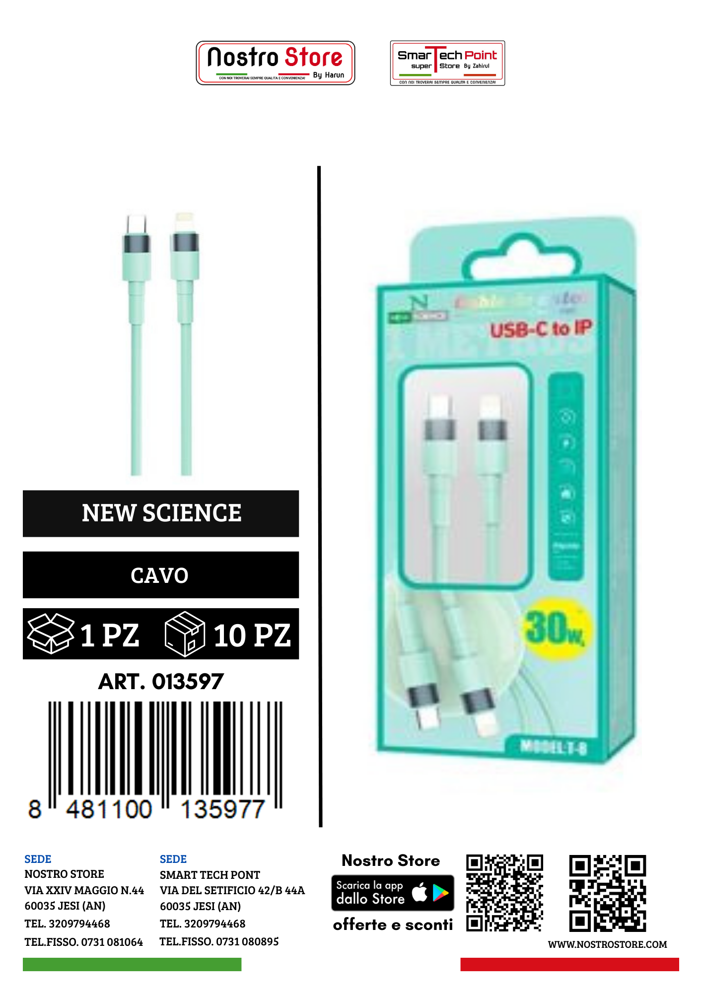 3A/30W CAVO PD USB-C IPHONE 1M