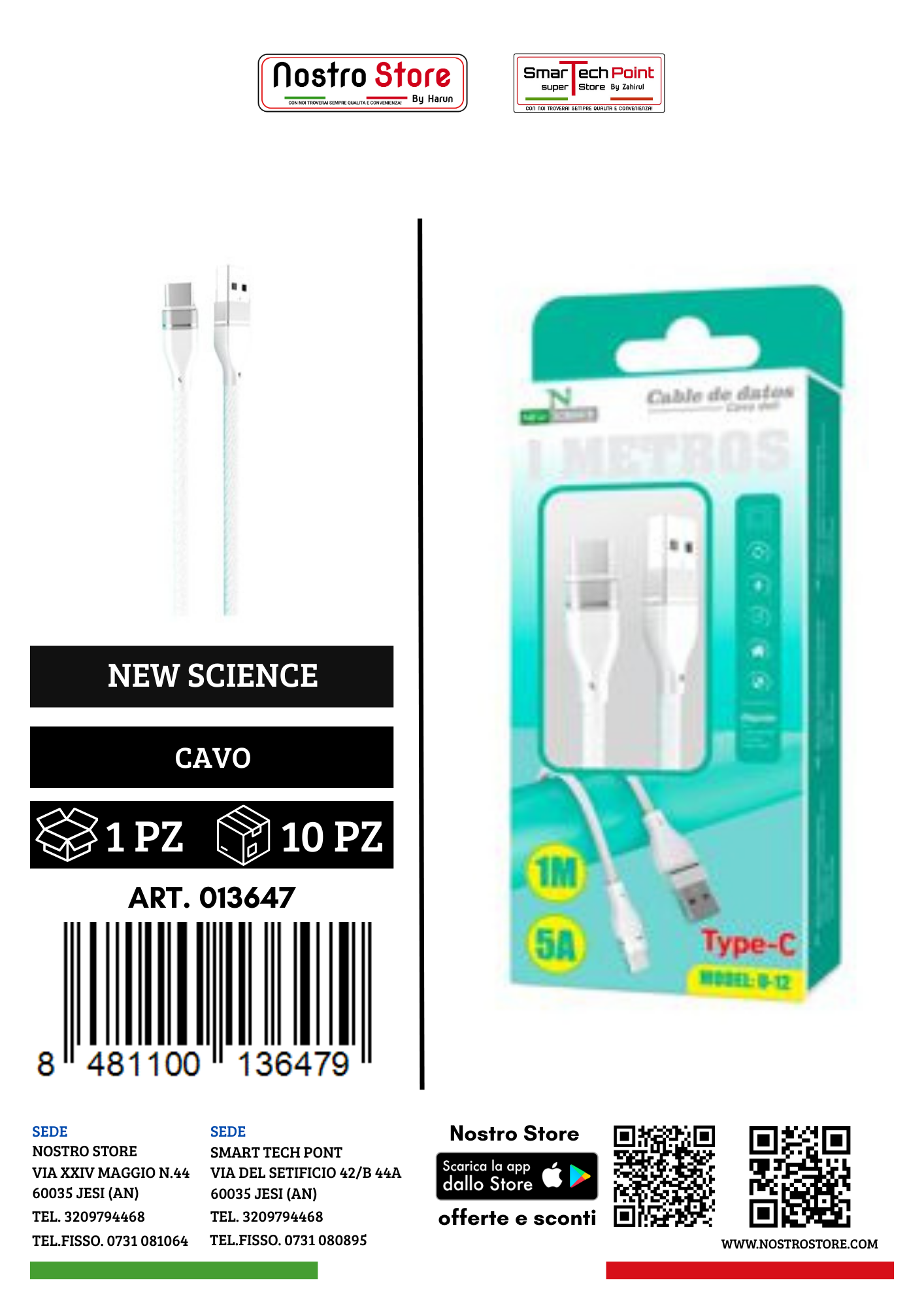 5A CAVO USB FOR TYPE-C 1M U-12