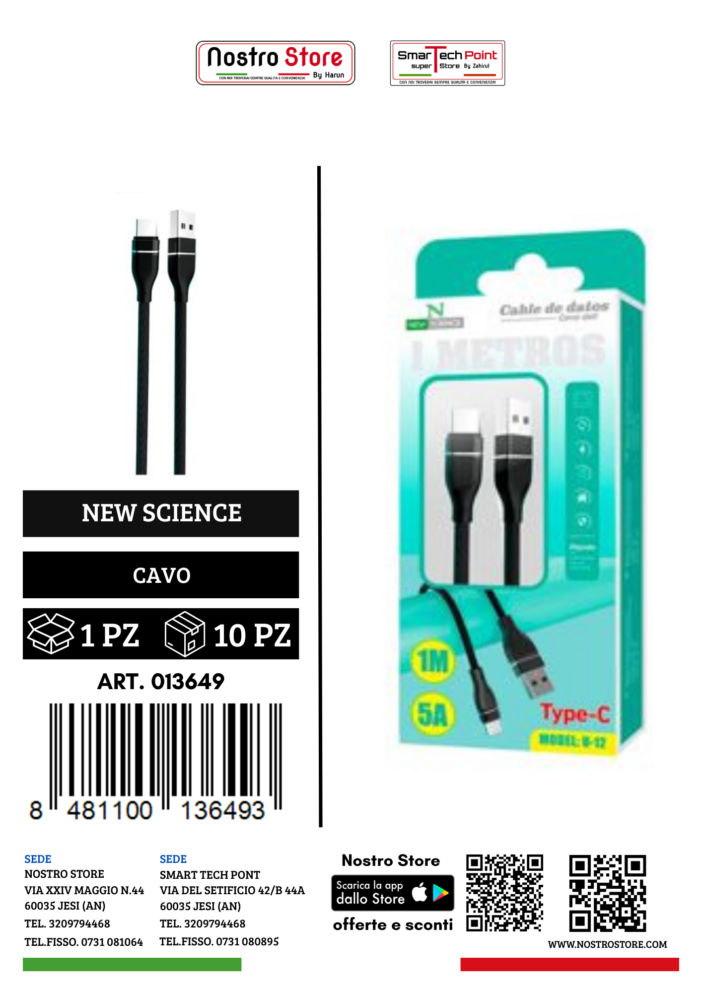 5A CAVO USB FOR TYPE-C 1M U-12