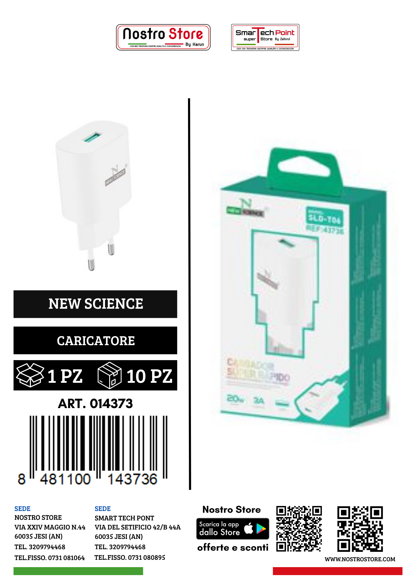 3.0A ADATTATORE USB-C 20W SLD-T06