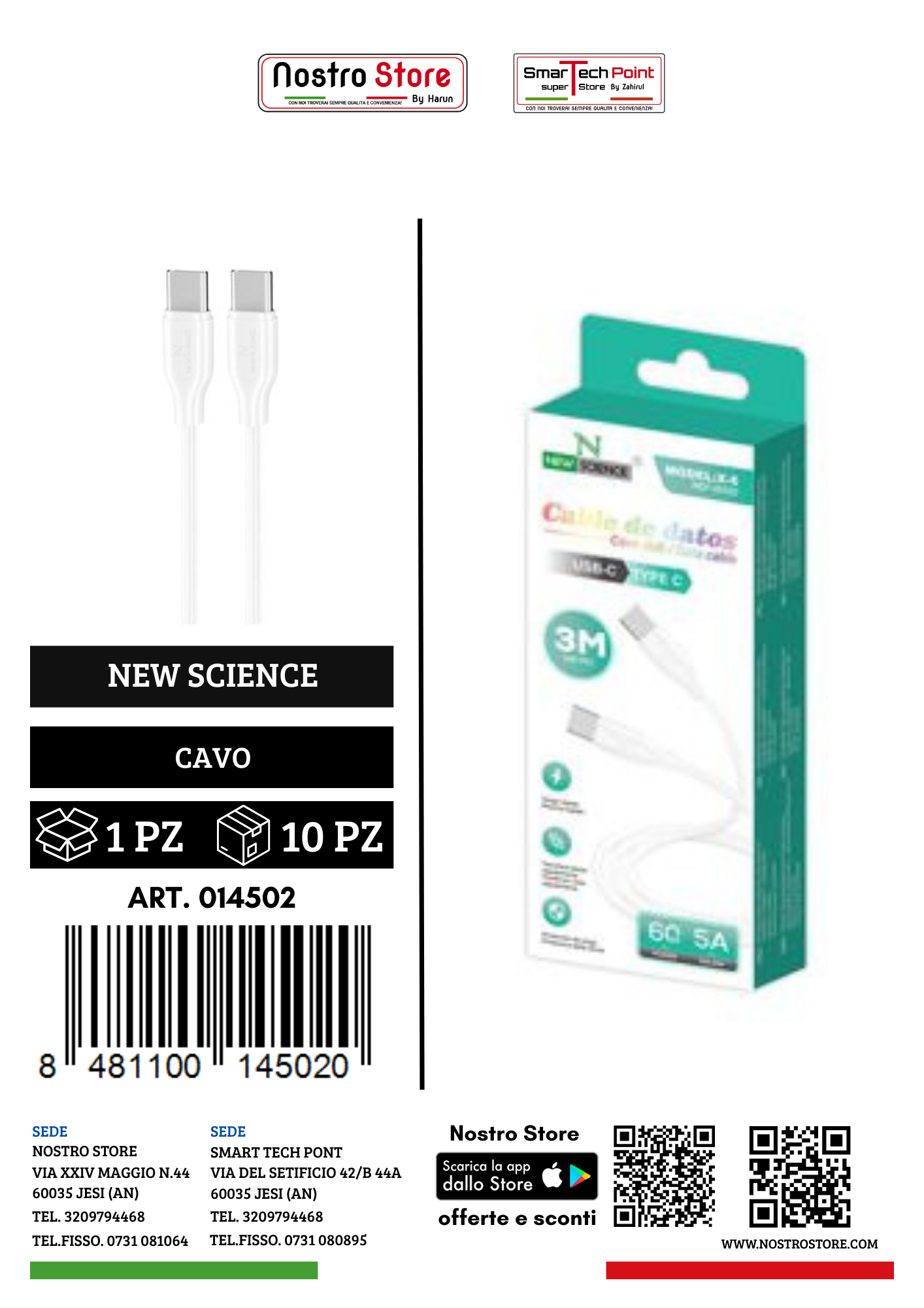5A/60W CAVO PD USB-C A TYPE-C 3M X-6