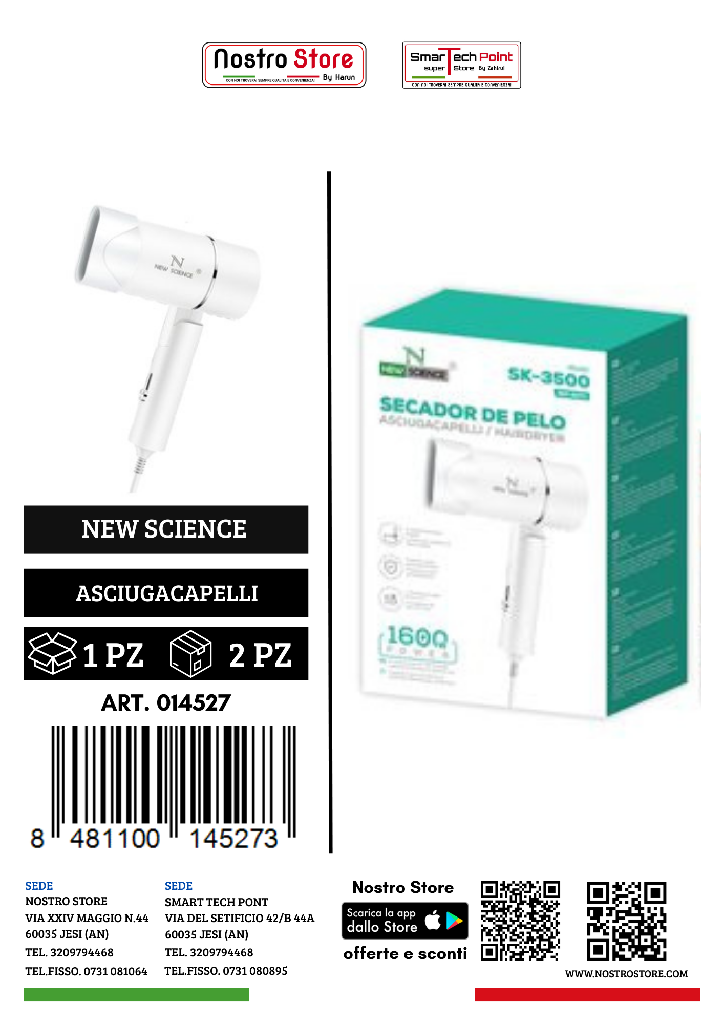 ASCIUGACAPELLI 1600W SK-3500