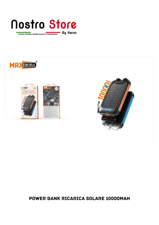 POWER BANK RICARICA SOLARE 10000mAh