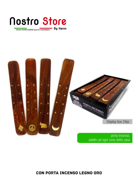 CON PORTA INCENSO LEGNO ORO