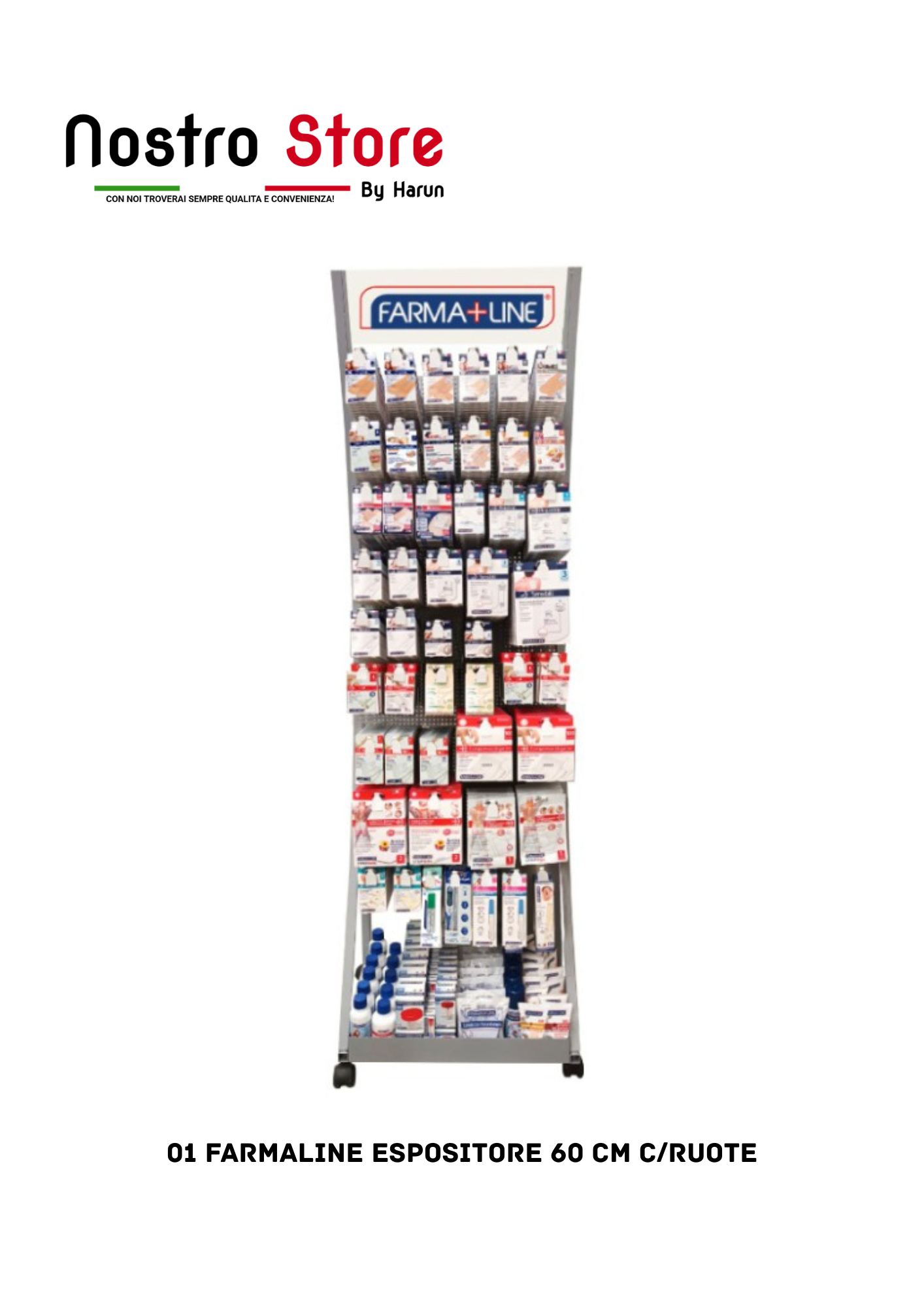01 FARMALINE ESPOSITORE 60 CM C/RUOTE