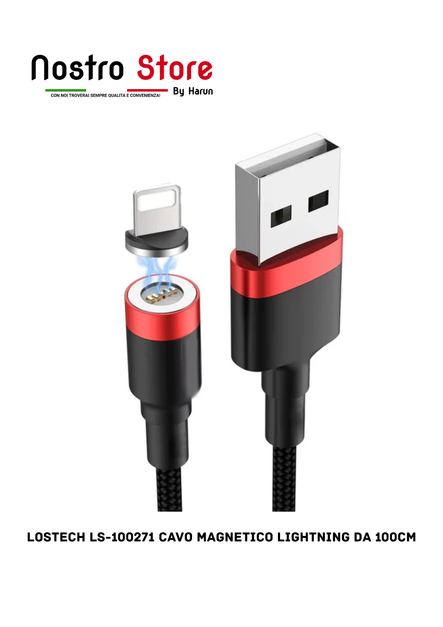 LOSTECH LS-100271 CAVO MAGNETICO LIGHTNING DA 100CM