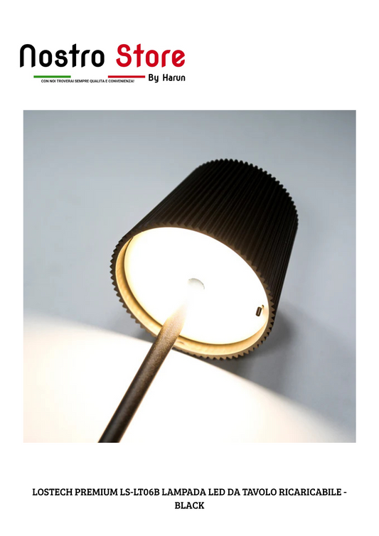LOSTECH PREMIUM LS-LT06B LAMPADA LED DA TAVOLO RICARICABILE - BLACK
