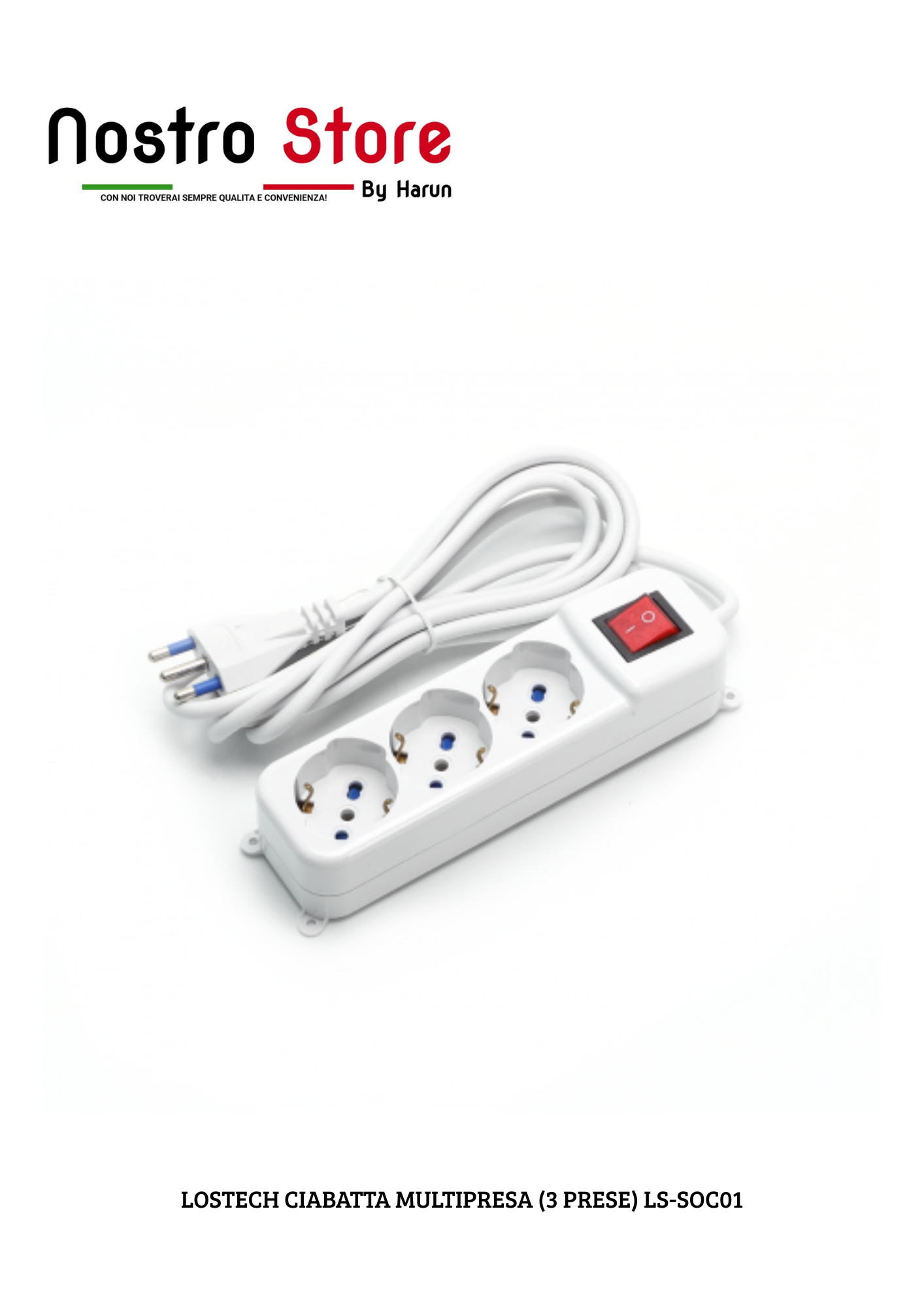 LOSTECH CIABATTA MULTIPRESA (3 PRESE) LS-SOC01