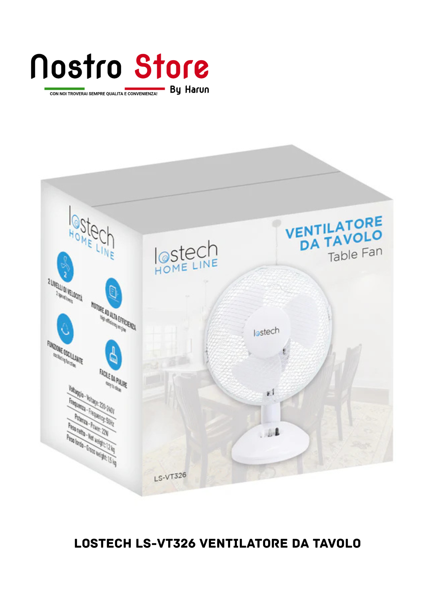 LOSTECH LS-VT326 VENTILATORE DA TAVOLO
