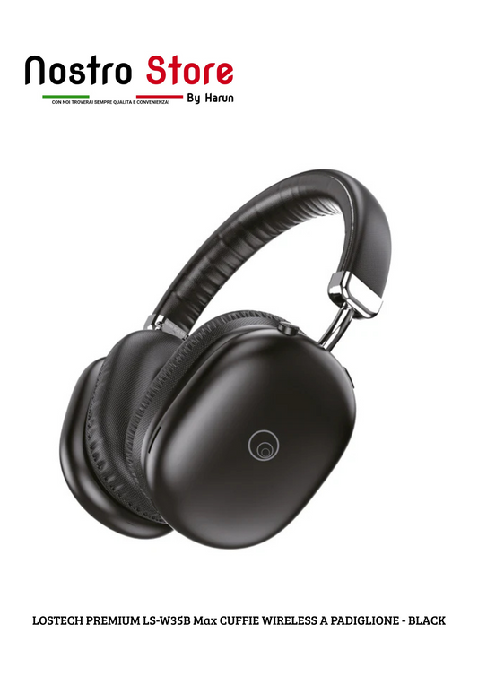 LOSTECH PREMIUM LS-W35B Max CUFFIE WIRELESS A PADIGLIONE - BLACK