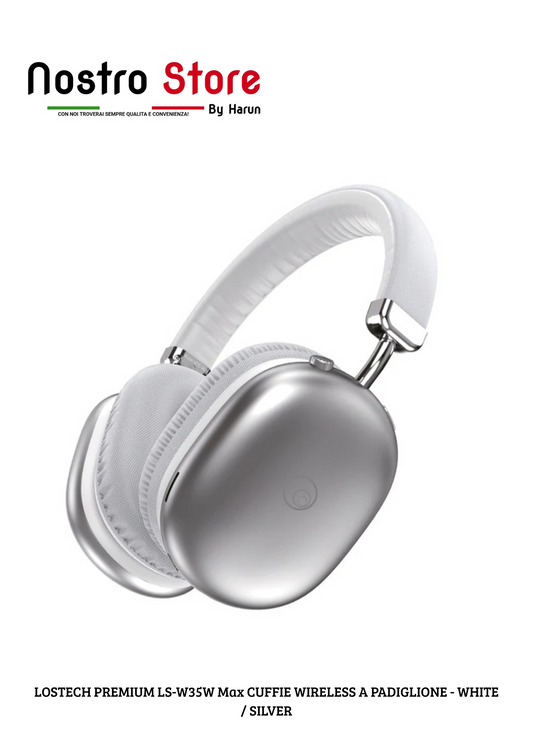 LOSTECH PREMIUM LS-W35W Max CUFFIE WIRELESS A PADIGLIONE - WHITE / SILVER