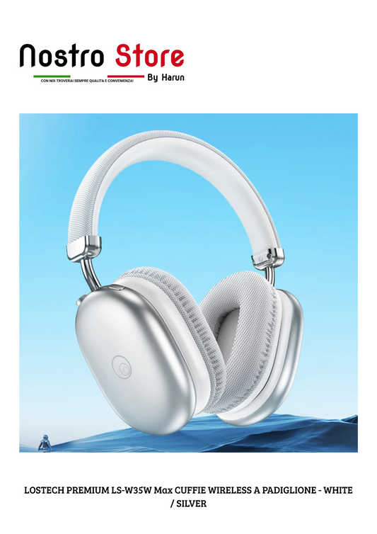 LOSTECH PREMIUM LS-W35W Max CUFFIE WIRELESS A PADIGLIONE - WHITE / SILVER