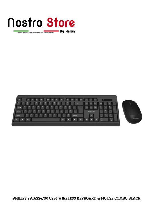 PHILIPS SPT6324/00 C324 WIRELESS KEYBOARD & MOUSE COMBO BLACK