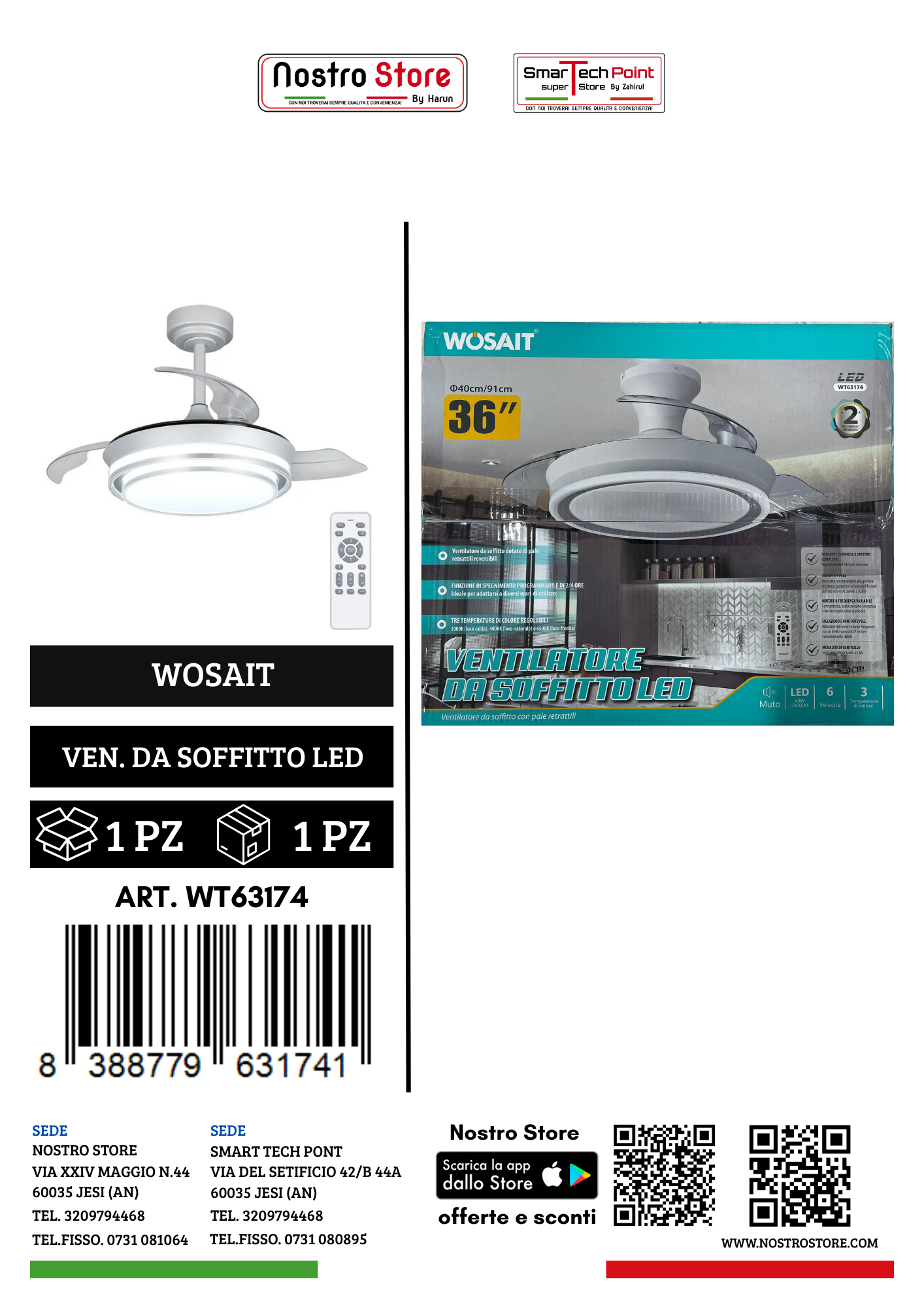 VENTILATORE DA SOFFITTO LED