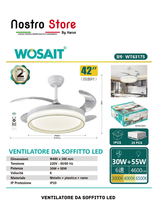 VENTILATORE DA SOFFITTO LED