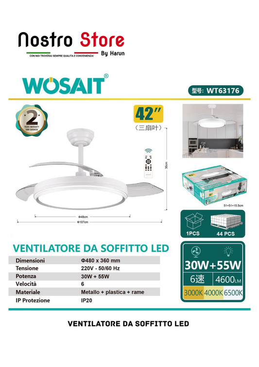VENTILATORE DA SOFFITTO LED