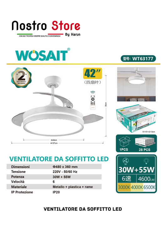 VENTILATORE DA SOFFITTO LED