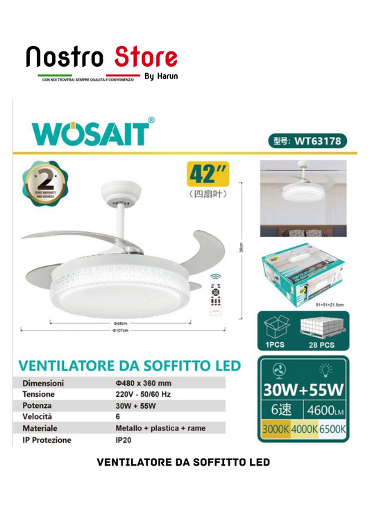 VENTILATORE DA SOFFITTO LED