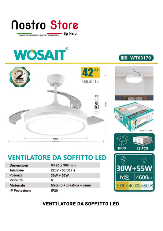 VENTILATORE DA SOFFITTO LED