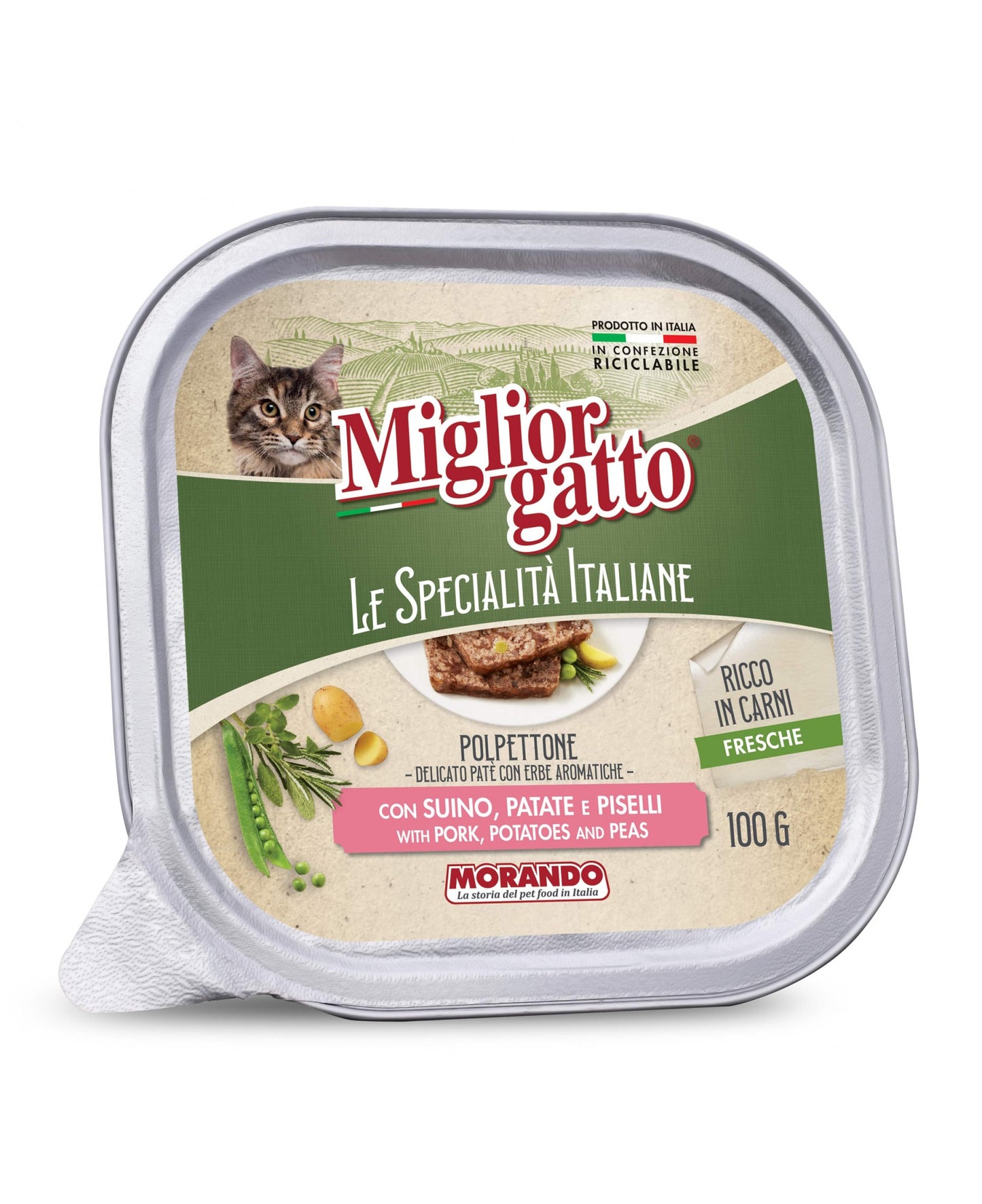Morando Migliorgatto Spec. Ita. Patè 100gr Pork Potatoes Peas