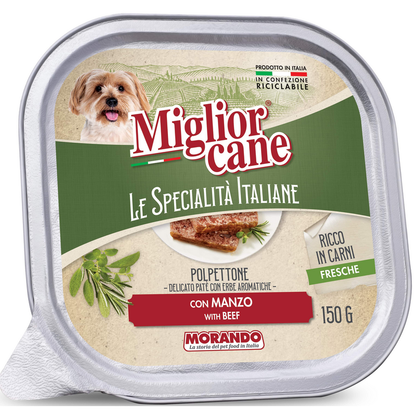 MIGLIOR CANE LE SPECIALITA' ITALIANE POLPETTONE PATE' CON MANZO VASCHETTA 150 grammi