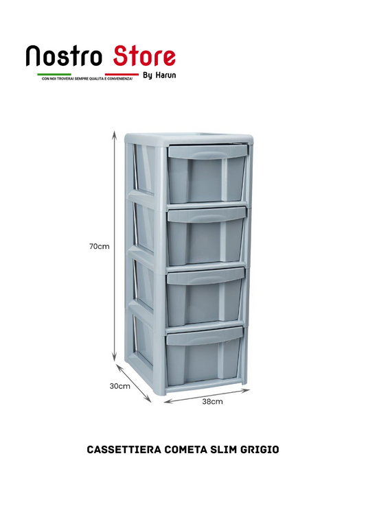 CASSETTIERA COMETA SLIM GRIGIO