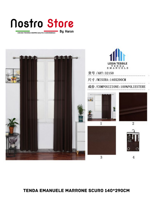 TENDA EMANUELE MARRONE SCURO 140*290CM