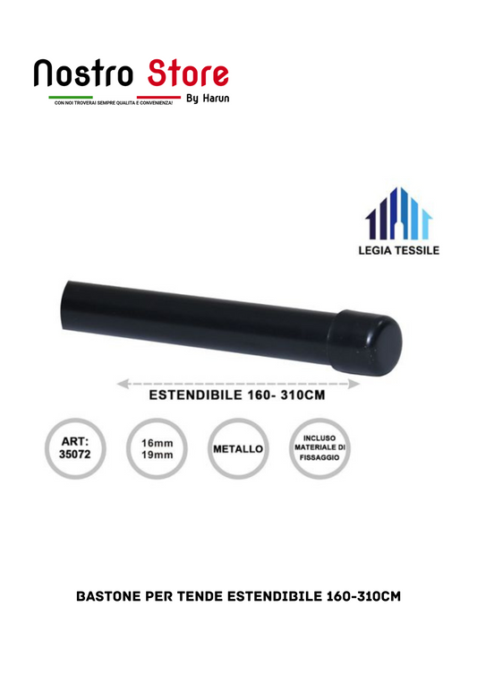 BASTONE PER TENDE ESTENDIBILE 160-310CM
