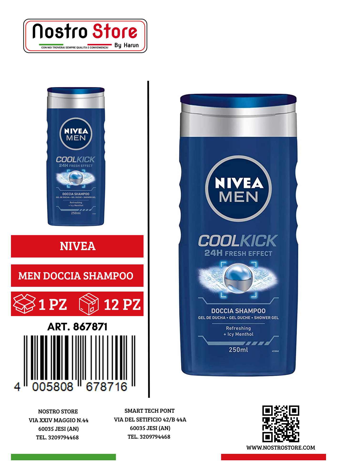 NIVEA MEN DOCCIA SHAMPOO COOL KICK ML 250