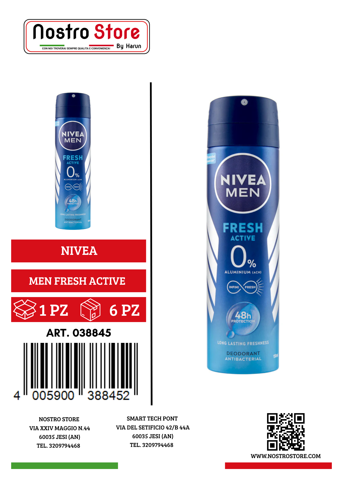 NIVEA DEO MEN FRESH ACTIVE SPRAY ML 150
