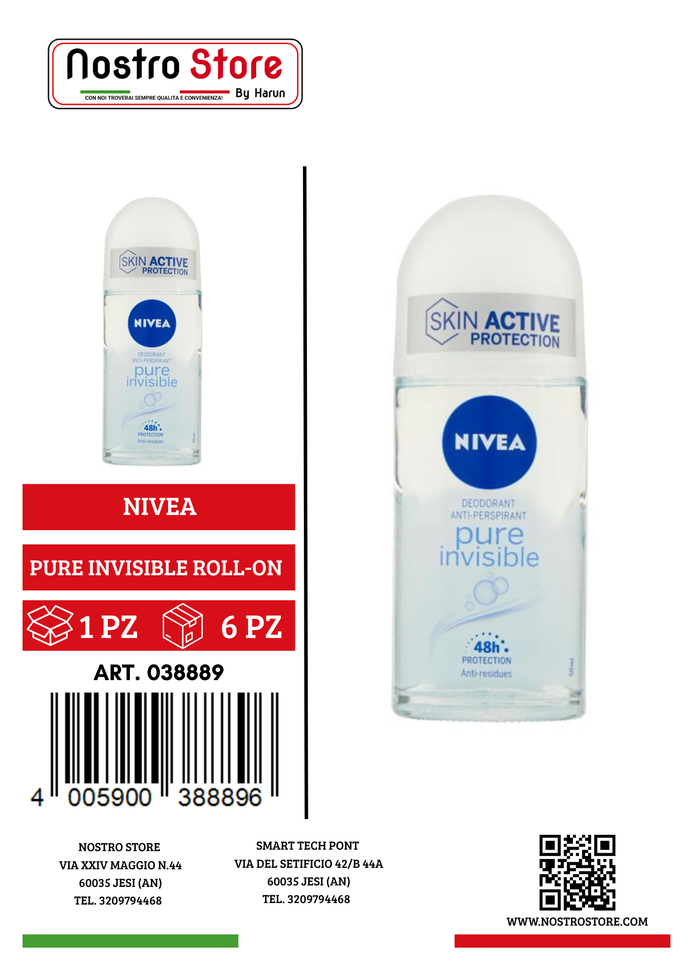 NIVEA DEO PURE INVISIBLE ROLL-ON ML 50