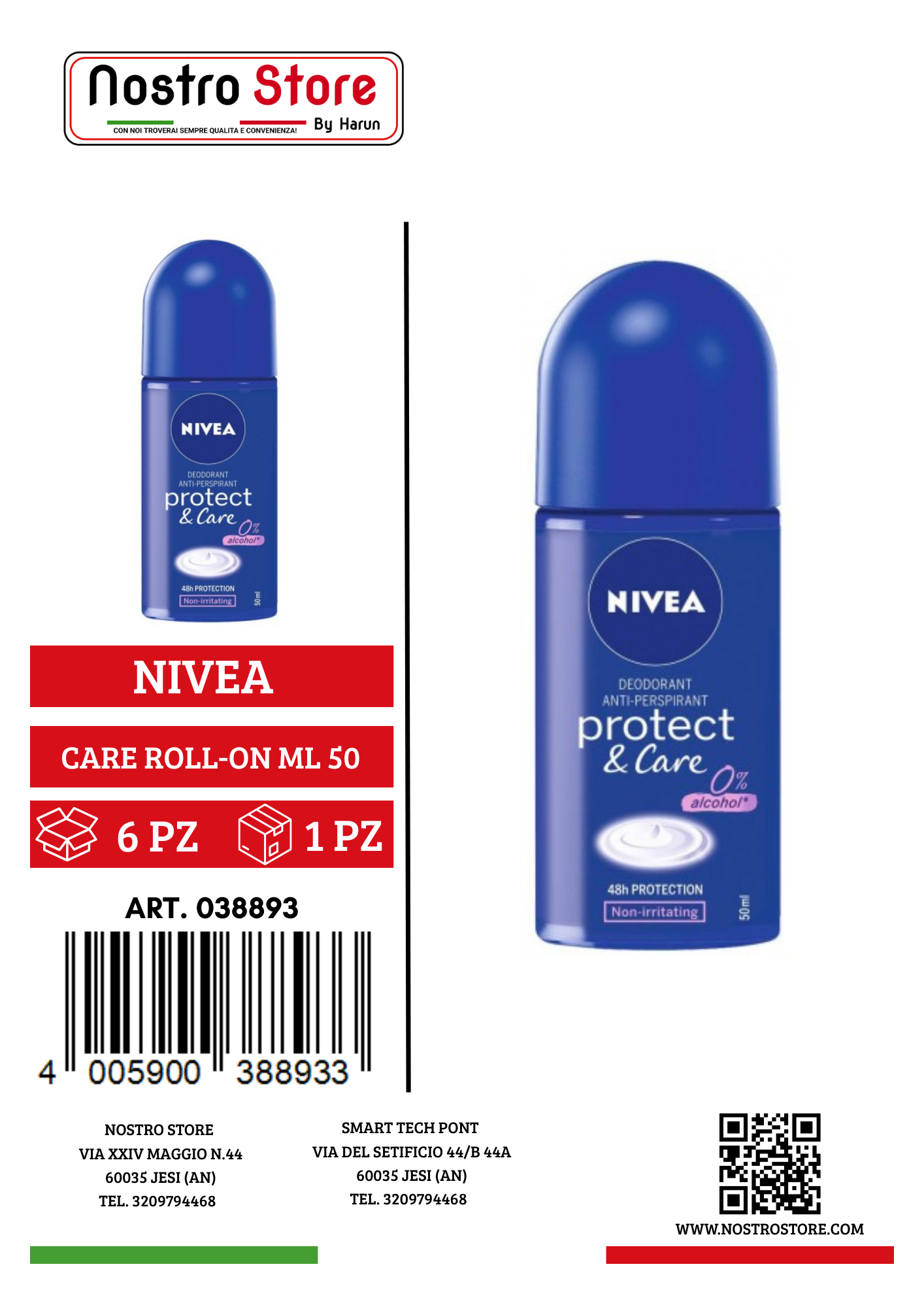 NIVEA DEO PROTECT & CARE ROLL-ON ML 50