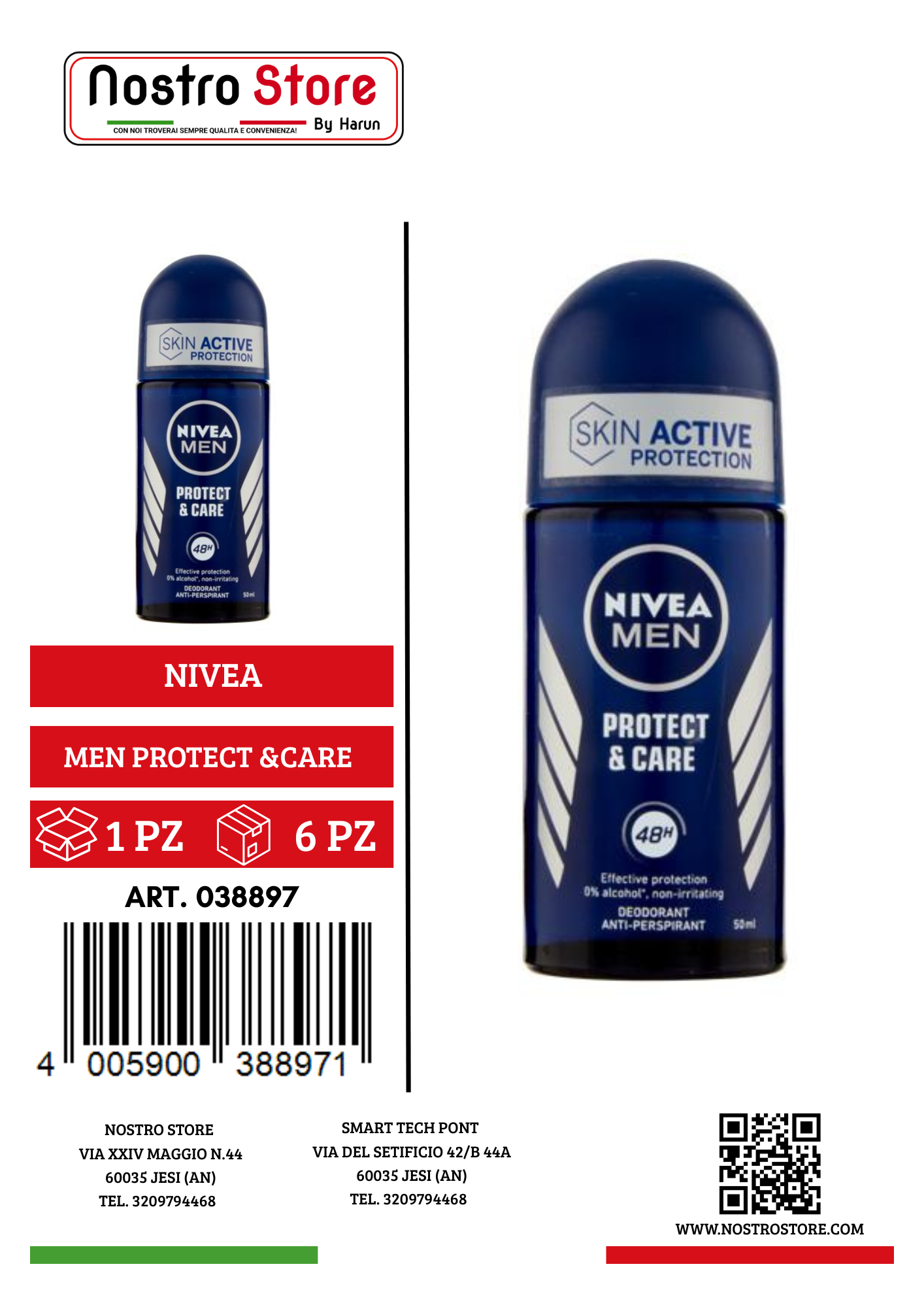 NIVEA DEO MEN PROTECT &CARE ROLL-ON ML 50