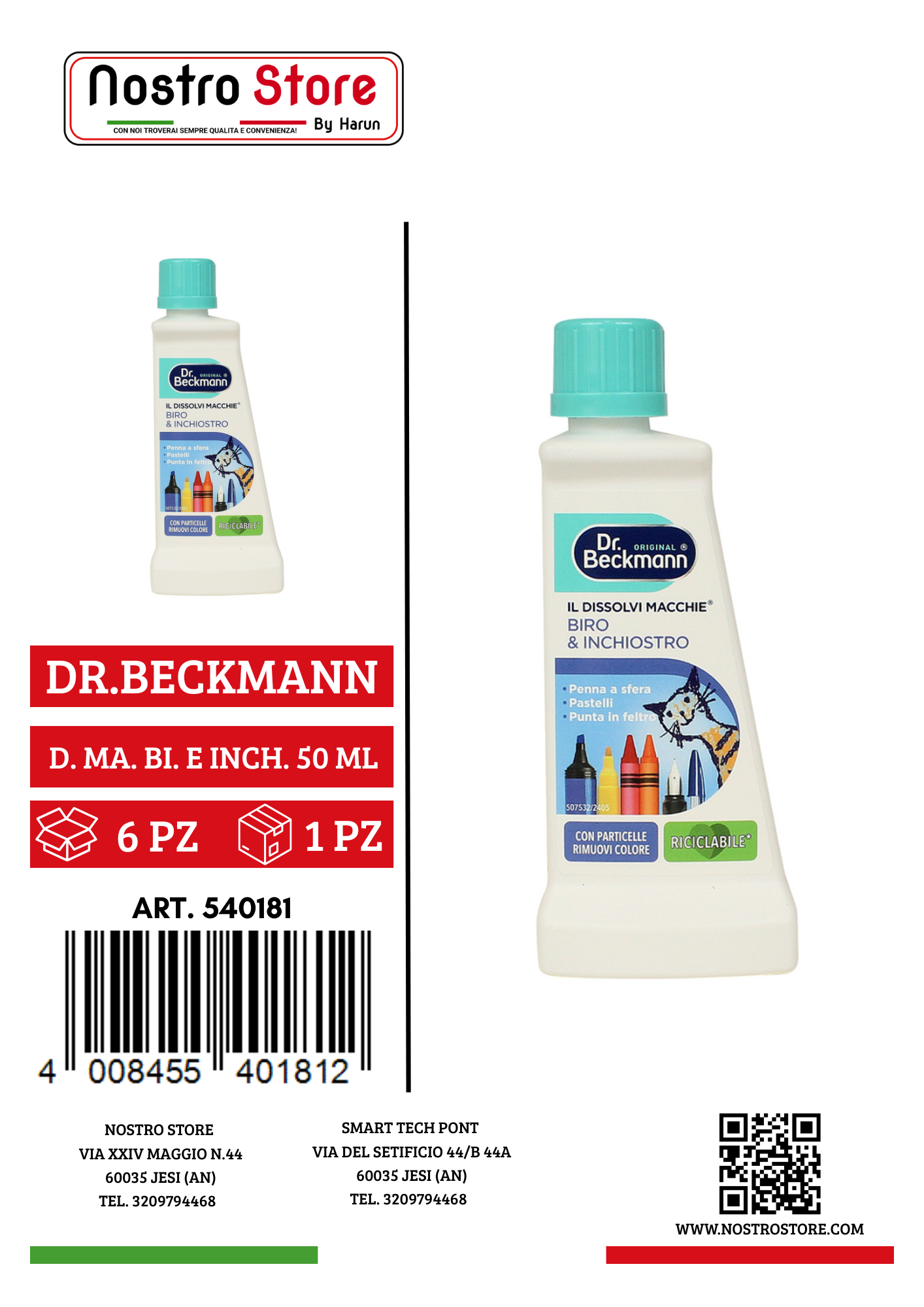 DR.BECKMANN DISSOLVI MACCHIE BIRO E INCHIOSTRO 50 ML