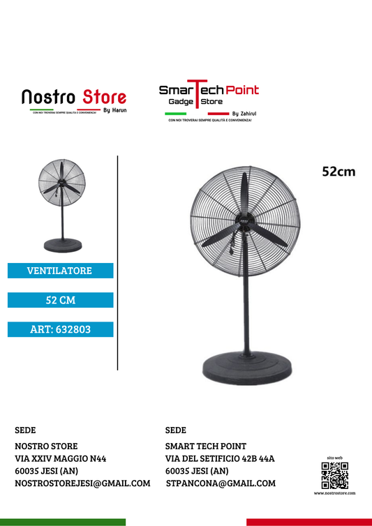 VENTILATORE A PIANTANA 52CM IN ALLUMINIO 3 PALE 135W