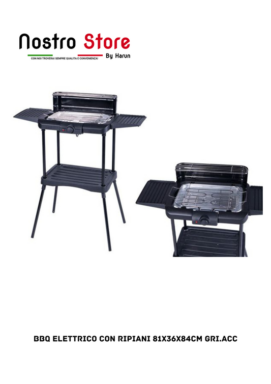 BBQ ELETTRICO CON RIPIANI 81X36X84CM GRI.ACC