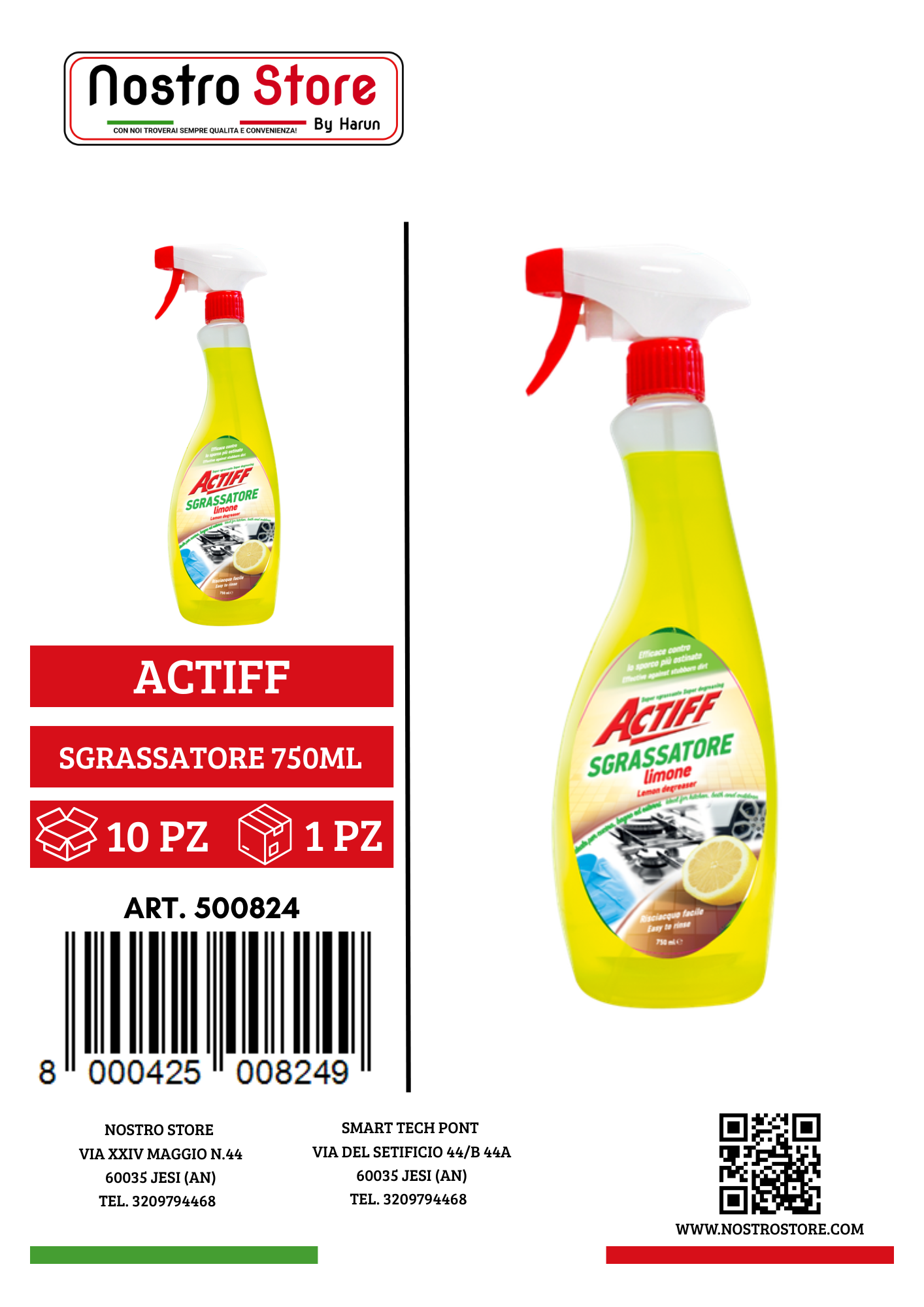 ACTIFF SGRASSATORE LIMONE SPRAY 750ML