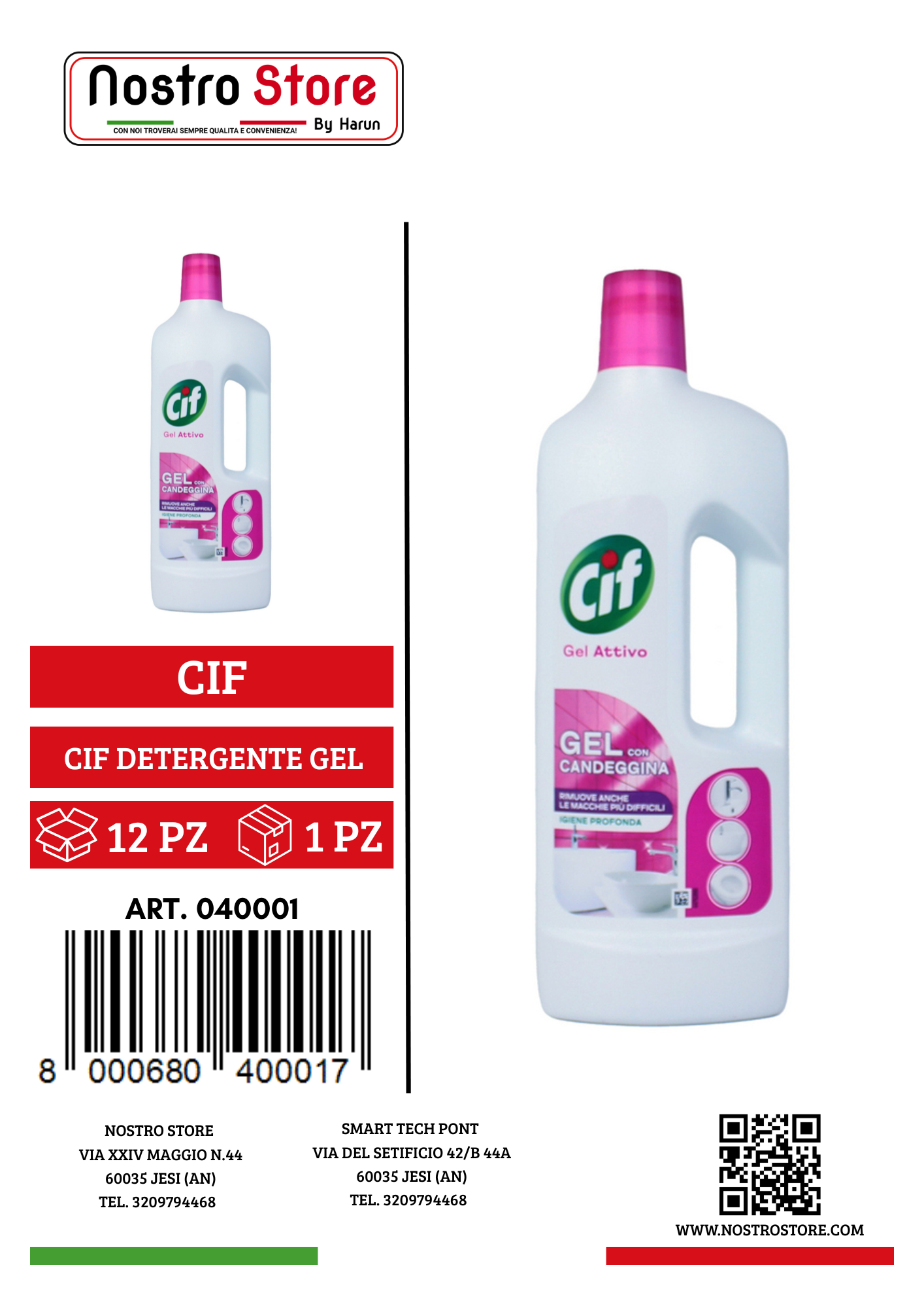 CIF DETERGENTE GEL CON CANDEGGINA 750 ML