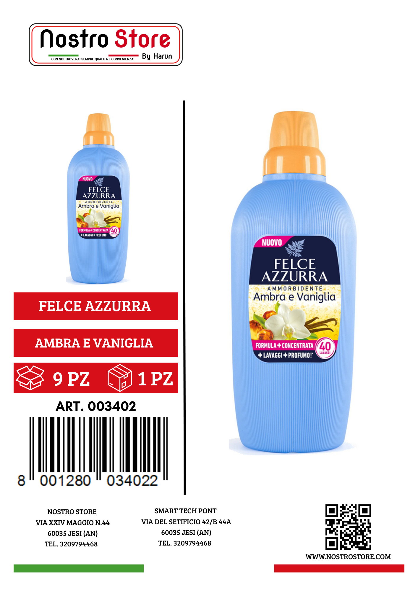 FELCE AZZURRA AMMORBIDENTE AMBRA E VANIGLIA 2LT 40LAV