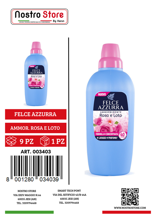 FELCE AZZURRA AMMORBIDENTE ROSA E FIORI DI LOTO 2LT 40LAV