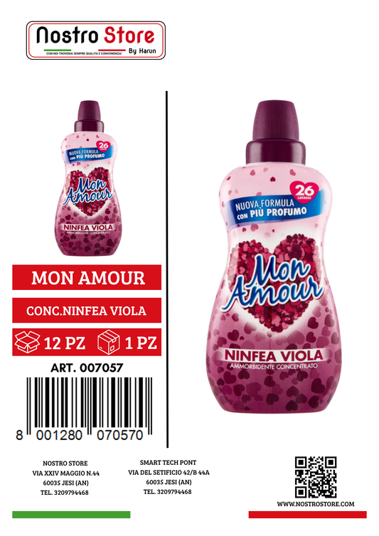 FELCE AZZURRA MON AMOUR AMMORBID.CONC.NINFEA VIOLA 650ML 26LAV